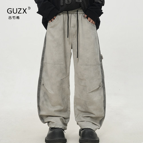 古竹希青少年水洗松紧腰牛仔裤