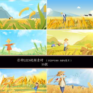 二十四节气芒种插画背景视频素材芒种LED背景视频素材芒种素材