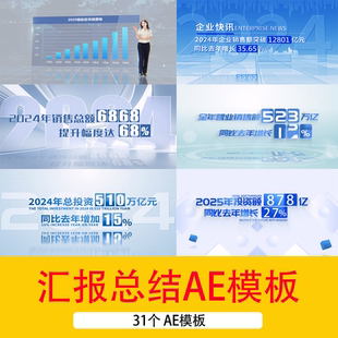 公司盈利年中年度總利潤銷售額投資額總結大事件匯報圖文AE模板