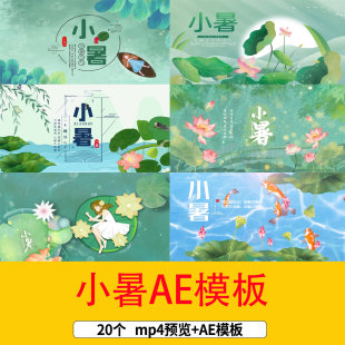 夏季夏天二十四节气之小暑片头AE模板小暑节气文字开头海报ae视频