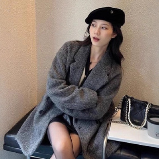 大衣女款2025新款呢子秋季小个子灰色羊毛加厚短款毛呢西装外套女