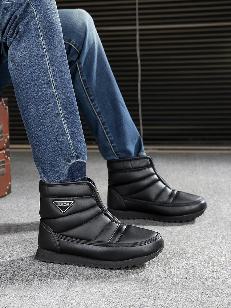 NEW WINTER VELVET WARM MENS NON-SLIP WATERPROOF MIDDLE-AGED AND ELDERLY SNOW BOOTS FLAT OLD PEOPLE COTTON SHOES SNOW BOOTS