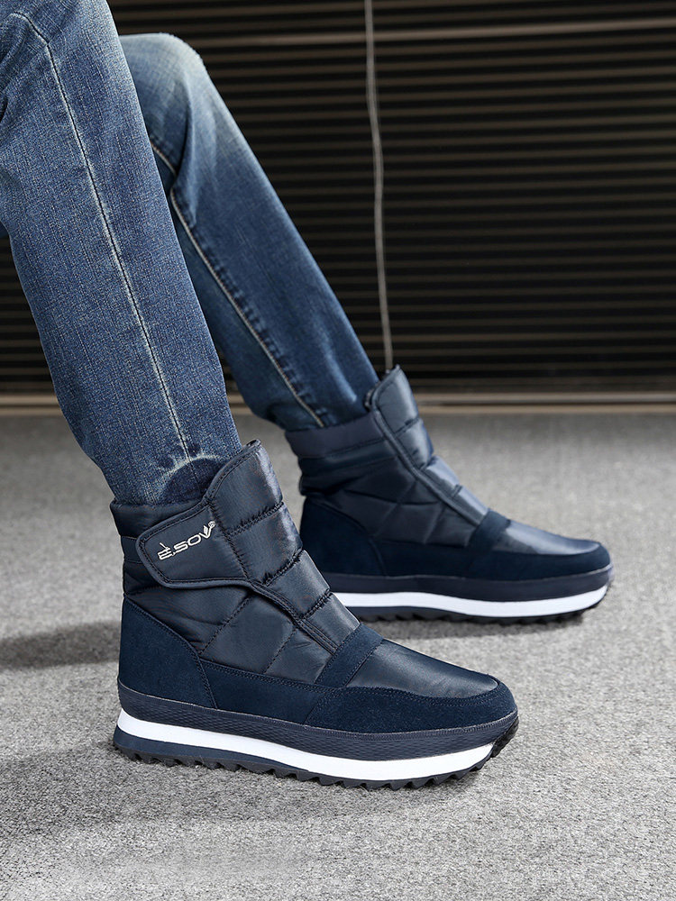 WINTER MENS SHOES FLEECE SNOW BOOTS LOW BOOTIES WATERPROOF ANTI-SKI SHOES OUTDOOR WARM COTTON SHOES BOOTS