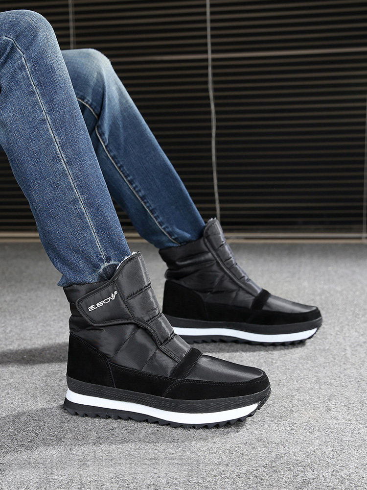 WINTER MENS SHOES FLEECE SNOW BOOTS LOW BOOTIES WATERPROOF ANTI-SKI SHOES OUTDOOR WARM COTTON SHOES BOOTS