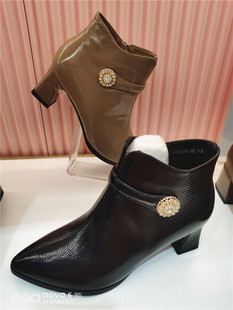 ritai日泰正品女鞋女靴秋冬新款侧拉链真皮内里短单靴时装靴特价