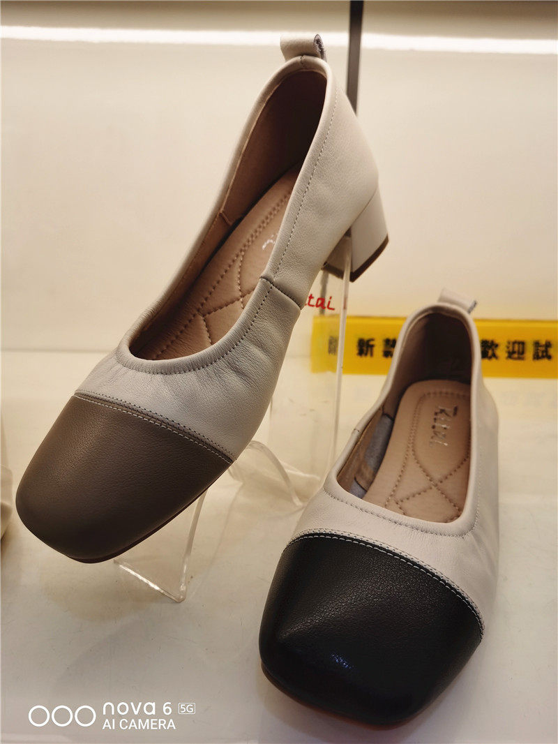 日泰女鞋正品2021秋新款真皮圆头低跟玛丽苏单鞋3681q67801