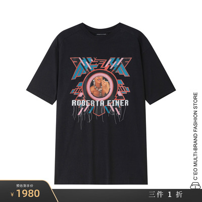 [清仓特价1折]ROBERTA EINER 英国 印花串珠细节短袖T恤 CEO FASH