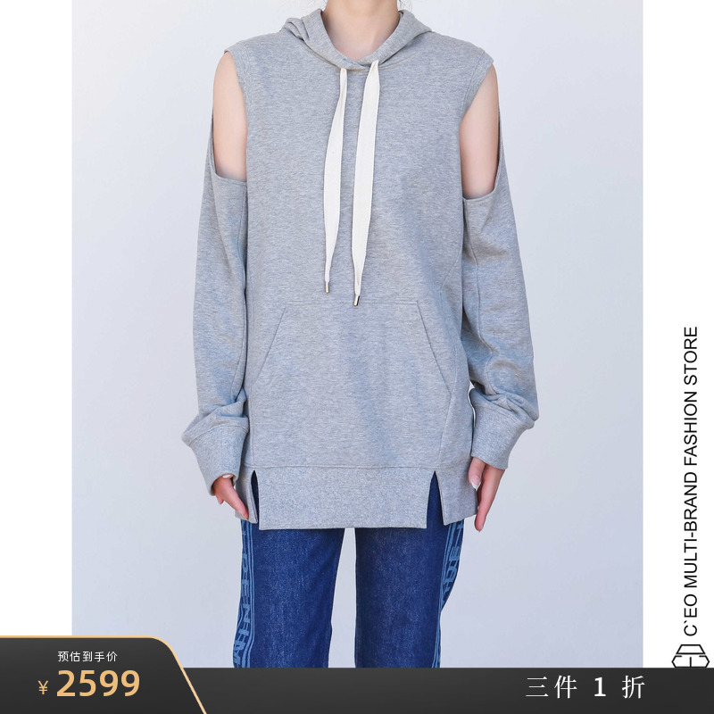 [清仓特价1折]PORTSPURE 加拿大 灰色不规则假两件卫衣 CEO FASHI