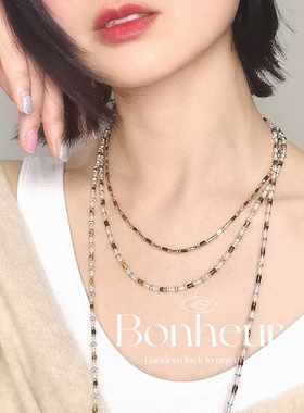 Bonheur-西湖落日系列多用项链虎眼石巴洛克澳白光珍珠设计感