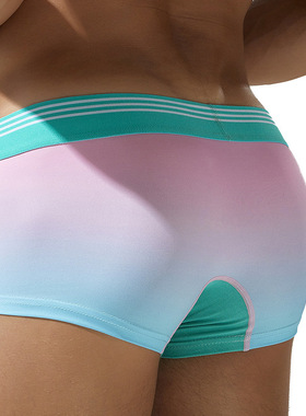 SEOBEAN希宾新款男士平角内裤青春性感低腰涤纶渐变色单层内裤男