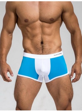 低腰锦纶透气男士平角裤性感时尚简约撞色短裤冰丝U凸设计男内裤