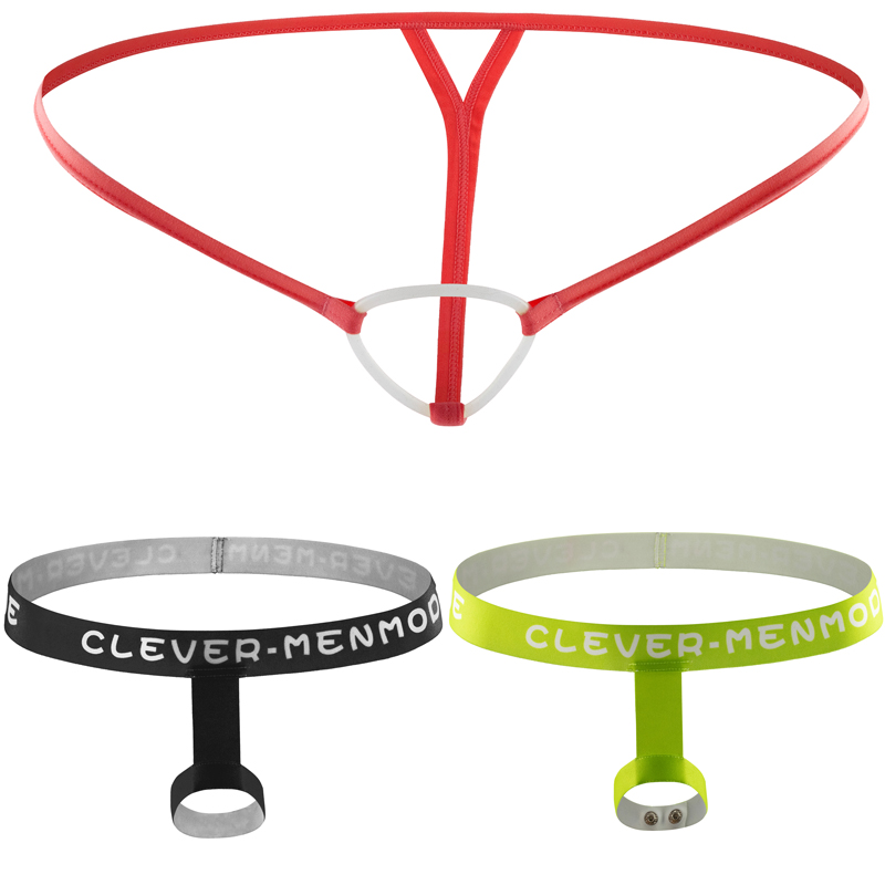 男士低腰柔软硅胶环提型吊环内裤细带性感提型后空套环青年丁字裤