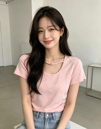 2026年夏季新款韩版纯色简约宽松百搭休闲收腰短袖T恤女上衣潮ins