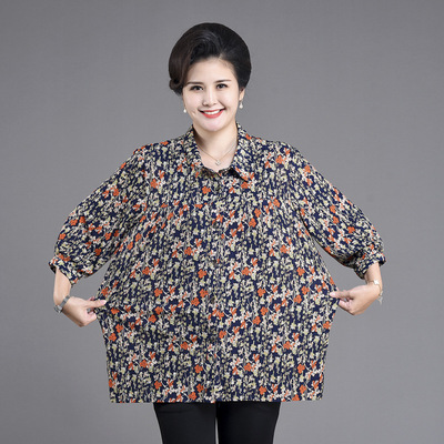 七分奶奶新款夏装上衣中老年长袖