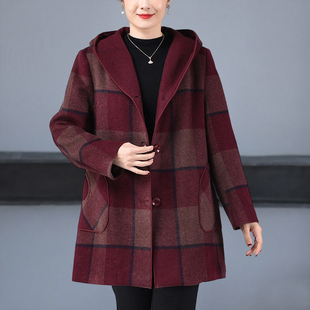 200斤中老年妈妈秋冬装时尚外套加肥加大码女装奶奶毛呢大衣高贵