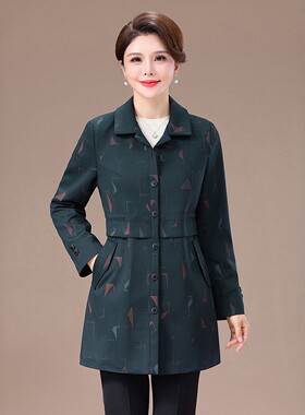 中老年女装外套中长款风衣妈妈装