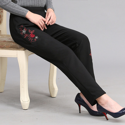 特大码高腰裤子加绒加厚胖妈妈装