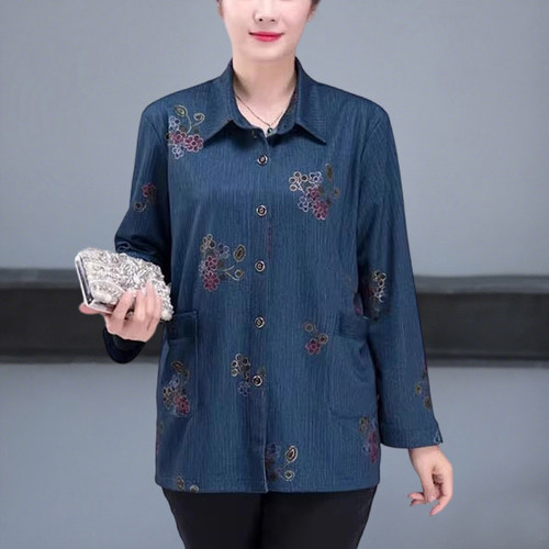 200斤中老年女装衬衫胖妈妈春秋