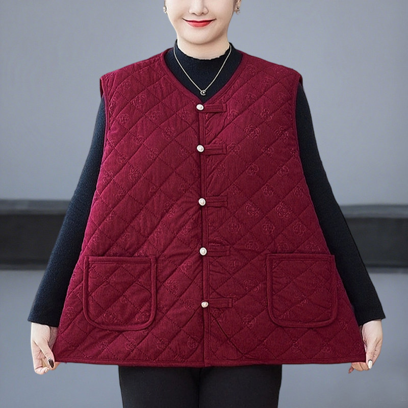 中老年女装加绒保暖马甲背心妈妈装加肥加大码奶奶坎肩200斤冬装