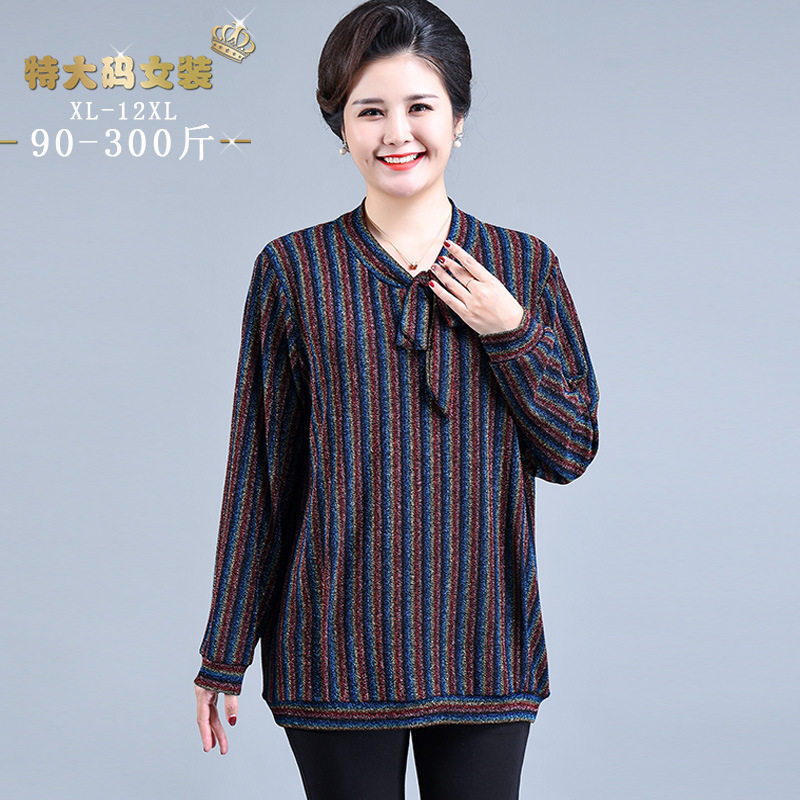 老太太加肥加大中老年女装打底衫200斤胖妈妈T恤老奶奶上衣春秋装