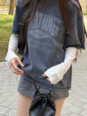 现～bubble韩代London flat2026春季时尚百搭字母印花短袖T恤