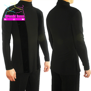 炫之舞新款高领拉丁舞上衣专业拼接丝绒练功舞服舞蹈服比赛服K65