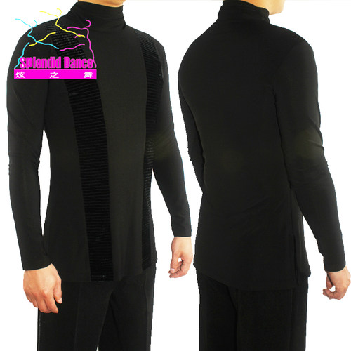 新款高领专业丝绒比赛服拉丁舞