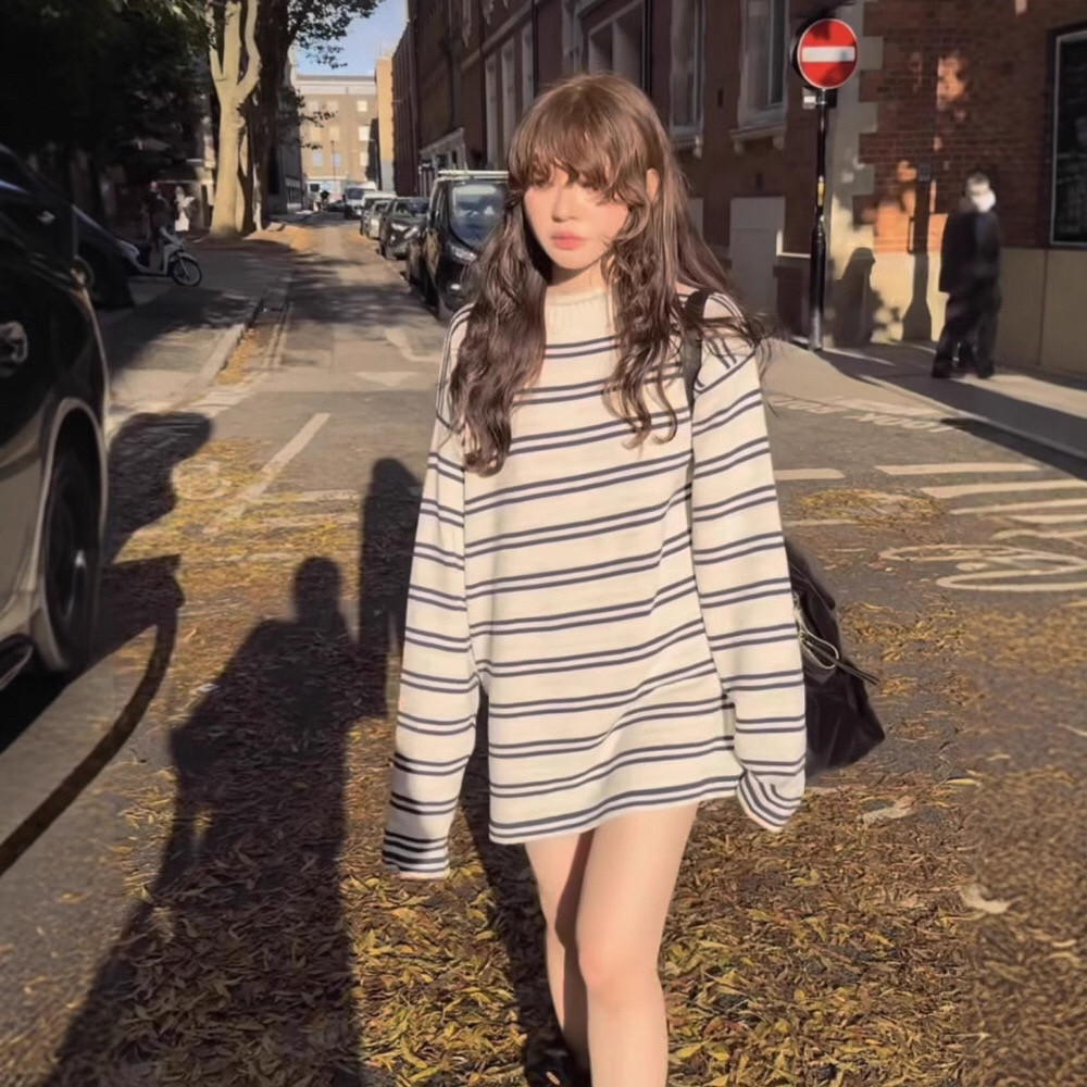 Suhoo韩小众设计freckle 冬季卷领慵懒条纹毛线裙针织连衣裙