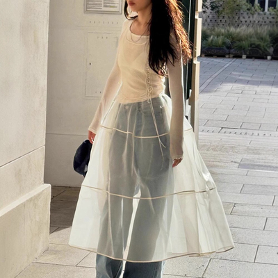 韩国东大门fletta法式复古收腰无袖吊带裙叠穿网纱罩衫连衣裙