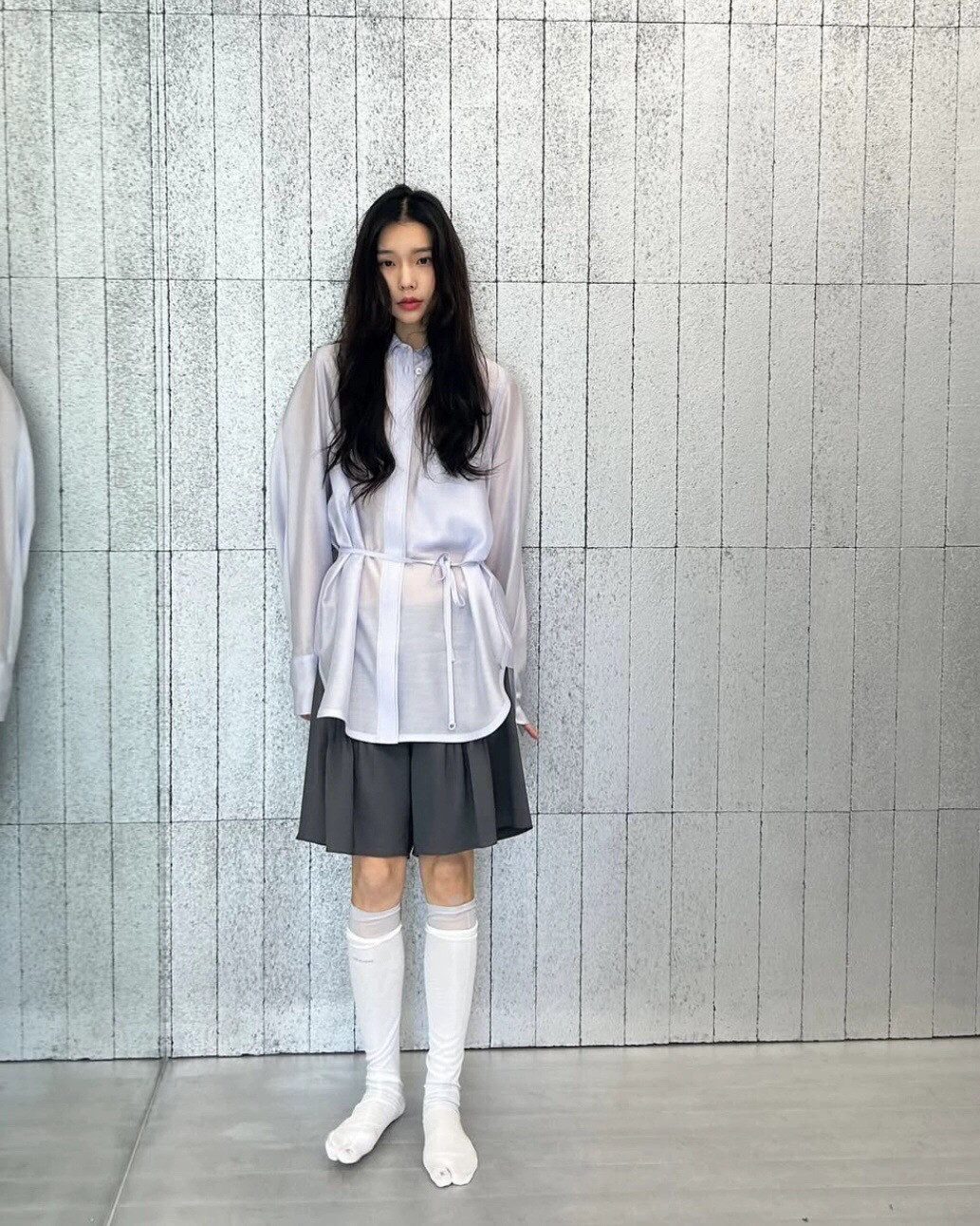 韩国LOW CLASSIC2025春季系带衬衫气质翻领微透衬衫防晒空调衫