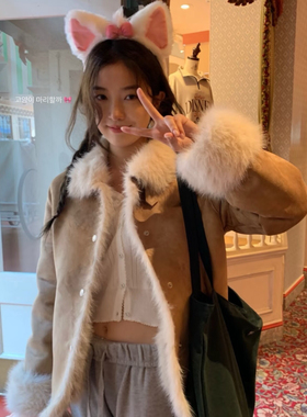 Suhoo麂皮绒皮毛一体barnet皮草外套女保暖秋冬新款复古毛毛上衣