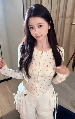 韩国skims袖口蕾丝碎花修身短袖T恤紧上衣3件套虞书欣同款家居服