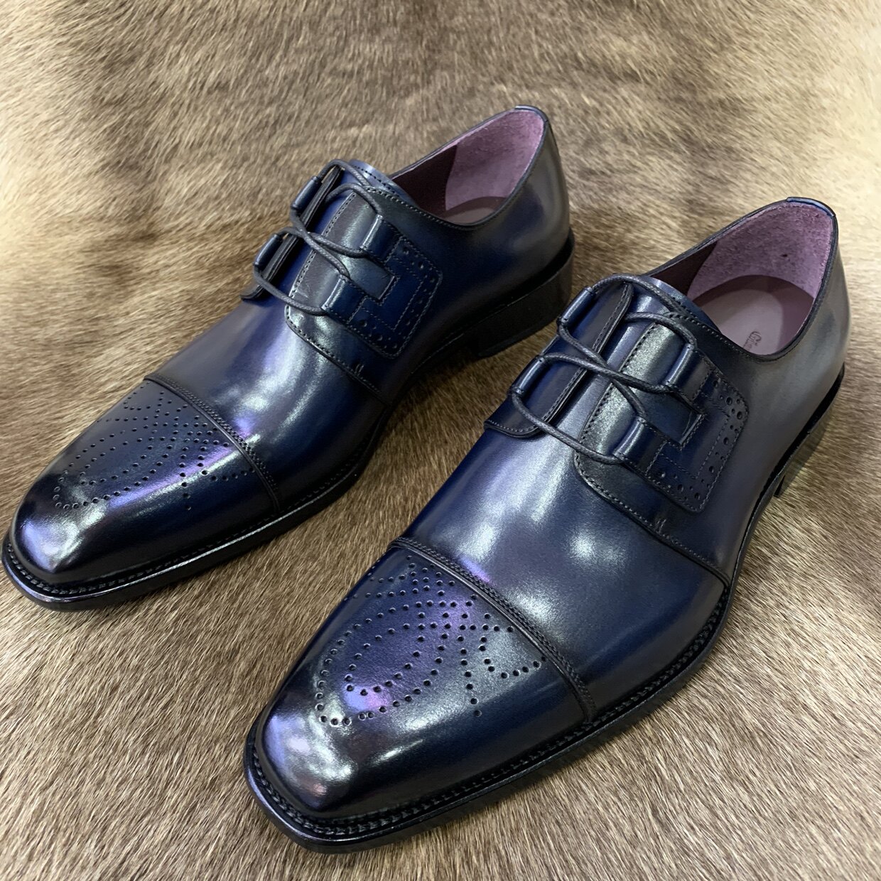 意大利费雷进口牛皮商务正装德比鞋雕花男鞋全牛皮底手工制作男鞋