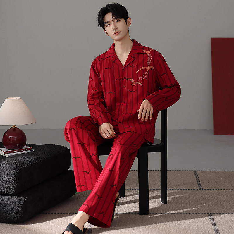 红色睡衣男本命年纯棉2026马年新款礼物女家居服套装春秋情侣新婚