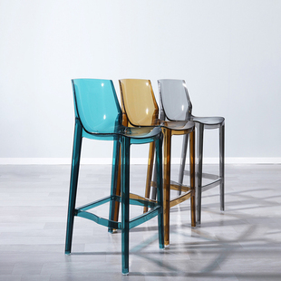 原创设计酒吧椅高脚餐台凳水晶椅子简约透明北欧休闲现代吧65收银
