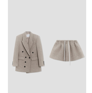 FOREVERCAN“蒙特卡洛”澳洲美利诺羊毛外套SC22339+半身裙