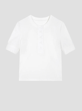 FOREVERCAN“伯利兹周刊”基础款百搭亨利领短袖T恤上衣 ST23266