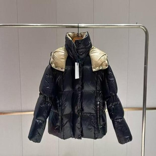 美腿神器 羽绒皇帝秋冬保暖白鹅绒卡其里衬黑色短款女款羽绒服