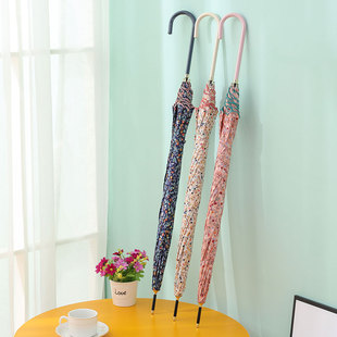 日本小碎花刺绣边长柄伞创意小清新抗风直杆伞超轻巧便携雨伞女士