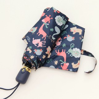 韩国可爱小清新小鹿卡通动物太阳伞黑胶遮阳伞UPF50+晴雨两用学生