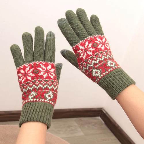 日本羊毛针织毛线女士手套