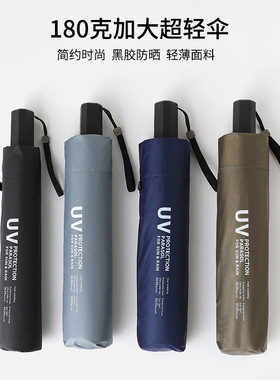 日本超轻180克碳纤铅笔伞加大98cm晴雨黑胶防紫外线遮阳太阳伞女