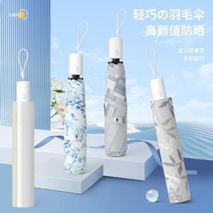 超轻220克加大96厘米自动太阳伞小碎花条纹黑胶防晒防紫外线晴雨