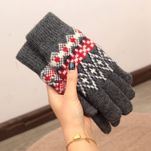情侣羊毛针织加绒加厚保暖手套女