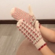 日本可爱针织羊毛全包指手套文艺小花荷叶边女冬保暖连指户外学生