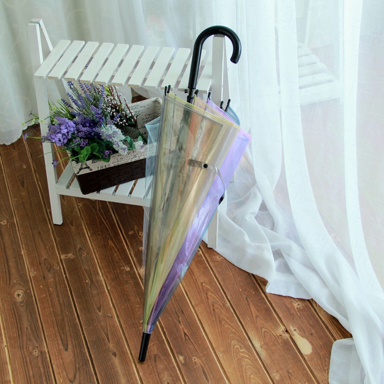 日本小清新长柄透明伞彩虹伞可爱糖果色雨伞太阳伞森女系学生夏季