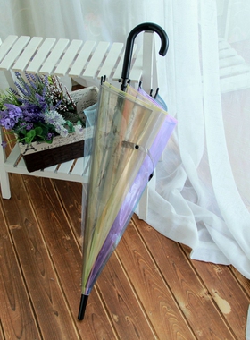 日本小清新长柄透明伞彩虹伞可爱糖果色雨伞太阳伞森女系学生夏季