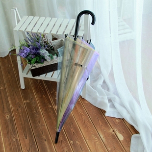 日本小清新长柄透明伞彩虹伞可爱糖果色雨伞太阳伞森女系学生夏季