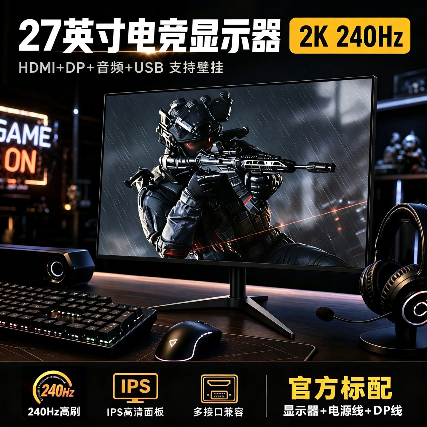 27英寸2K240Hz电竞显示器144Hz高刷24/32/34台