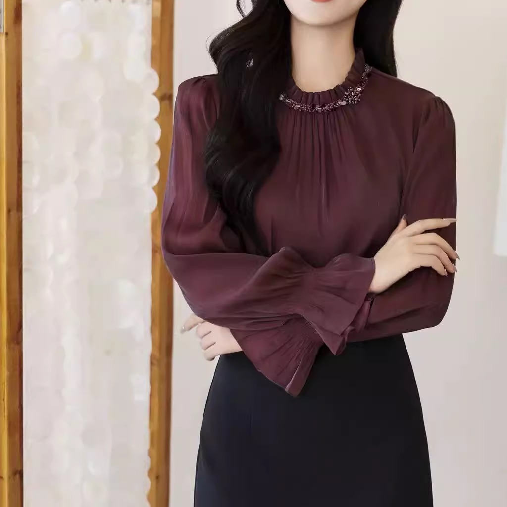 商场专柜正品衬衫女长袖衬衣打底衫2025秋新款百搭洋气显瘦上衣